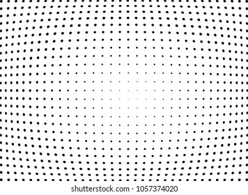 Abstract halftone wave dotted background. Halftone twisted grunge pattern, dot, circle.  Vector modern optical halftone pop art texture for poster, business card, cover, label mock-up, sticker layout