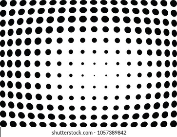 Abstract halftone wave dotted background. Halftone twisted grunge pattern, dot, circle.  Vector modern optical halftone pop art texture for poster, business card, cover, label mock-up, sticker layout