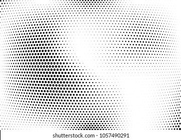 Abstract halftone wave dotted background. Halftone twisted grunge pattern, dot, circle.  Vector modern optical halftone pop art texture for poster, business card, cover, label mock-up, sticker layout