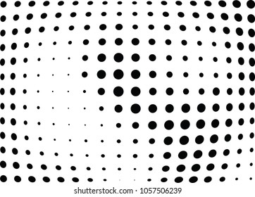 Abstract halftone wave dotted background. Halftone twisted grunge pattern, dot, circle.  Vector modern optical halftone pop art texture for poster, business card, cover, label mock-up, sticker layout