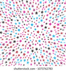 Abstract halftone wave dotted background. Halftone twisted grunge pattern, star. Vector modern optical halftone pop art texture poster, postcard, grunge cover, label.