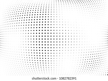 Abstract halftone wave dotted background. Halftone twisted grunge pattern, dot, circle.  Vector modern optical halftone pop art texture for poster, business card, cover, label mock-up, sticker layout
