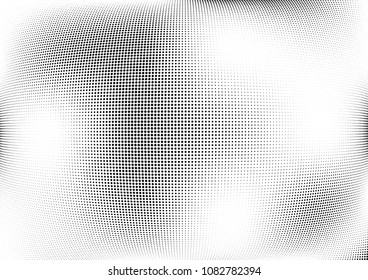 Abstract halftone wave dotted background. Halftone twisted grunge pattern, dot, circle.  Vector modern optical halftone pop art texture for poster, business card, cover, label mock-up, sticker layout