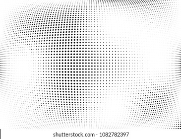 Abstract halftone wave dotted background. Halftone twisted grunge pattern, dot, circle.  Vector modern optical halftone pop art texture for poster, business card, cover, label mock-up, sticker layout