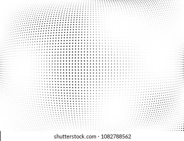 Abstract halftone wave dotted background. Halftone twisted grunge pattern, dot, circle.  Vector modern optical halftone pop art texture for poster, business card, cover, label mock-up, sticker layout