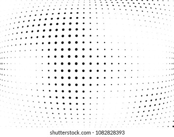 Abstract halftone wave dotted background. Halftone twisted grunge pattern, dot, circle.  Vector modern optical halftone pop art texture for poster, business card, cover, label mock-up, sticker layout