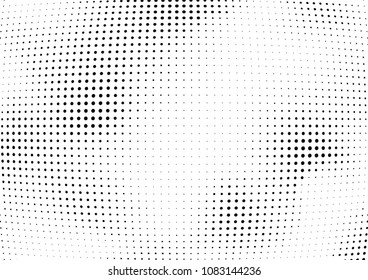 Abstract halftone wave dotted background. Halftone twisted grunge pattern, dot, circle.  Vector modern optical halftone pop art texture for poster, business card, cover, label mock-up, sticker layout