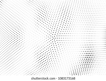 Abstract halftone wave dotted background. Halftone twisted grunge pattern, dot, circle.  Vector modern optical halftone pop art texture for poster, business card, cover, label mock-up, sticker layout