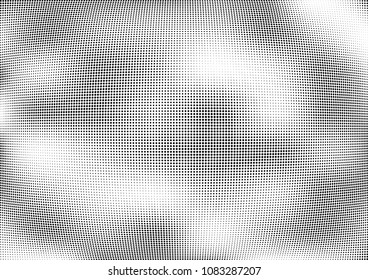 Abstract halftone wave dotted background. Halftone twisted grunge pattern, dot, circle.  Vector modern optical halftone pop art texture for poster, business card, cover, label mock-up, sticker layout