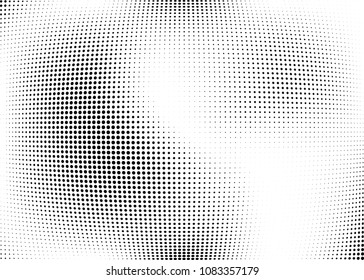 Abstract halftone wave dotted background. Halftone twisted grunge pattern, dot, circle.  Vector modern optical halftone pop art texture for poster, business card, cover, label mock-up, sticker layout