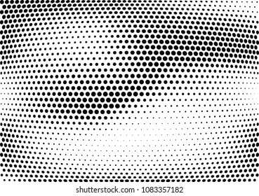 Abstract halftone wave dotted background. Halftone twisted grunge pattern, dot, circle.  Vector modern optical halftone pop art texture for poster, business card, cover, label mock-up, sticker layout