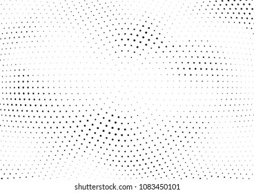 Abstract halftone wave dotted background. Halftone twisted grunge pattern, dot, circle.  Vector modern optical halftone pop art texture for poster, business card, cover, label mock-up, sticker layout
