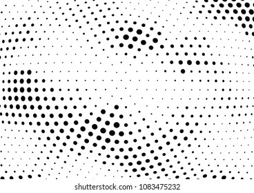 Abstract halftone wave dotted background. Halftone twisted grunge pattern, dot, circle.  Vector modern optical halftone pop art texture for poster, business card, cover, label mock-up, sticker layout