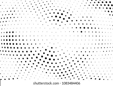 Abstract halftone wave dotted background. Halftone twisted grunge pattern, dot, circle.  Vector modern optical halftone pop art texture for poster, business card, cover, label mock-up, sticker layout