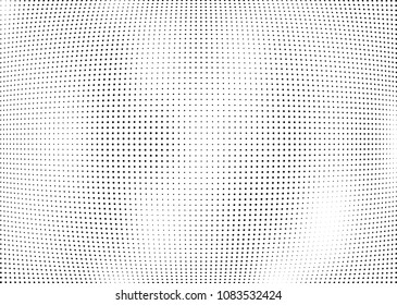 Abstract halftone wave dotted background. Halftone twisted grunge pattern, dot, circle.  Vector modern optical halftone pop art texture for poster, business card, cover, label mock-up, sticker layout