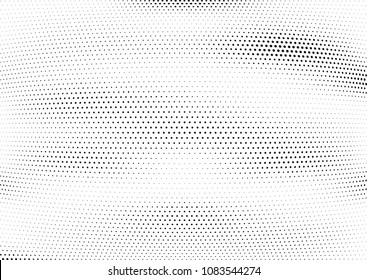 Abstract halftone wave dotted background. Halftone twisted grunge pattern, dot, circle.  Vector modern optical halftone pop art texture for poster, business card, cover, label mock-up, sticker layout