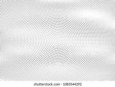 Abstract halftone wave dotted background. Halftone twisted grunge pattern, dot, circle.  Vector modern optical halftone pop art texture for poster, business card, cover, label mock-up, sticker layout