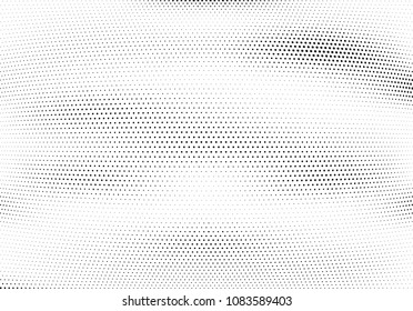 Abstract halftone wave dotted background. Halftone twisted grunge pattern, dot, circle.  Vector modern optical halftone pop art texture for poster, business card, cover, label mock-up, sticker layout