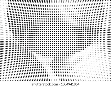 Abstract halftone wave dotted background. Halftone twisted grunge pattern, dot, circle.  Vector modern optical halftone pop art texture for poster, business card, cover, label mock-up, sticker layout
