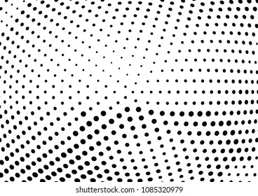 Abstract halftone wave dotted background. Halftone twisted grunge pattern, dot, circle.  Vector modern optical halftone pop art texture for poster, business card, cover, label mock-up, sticker layout