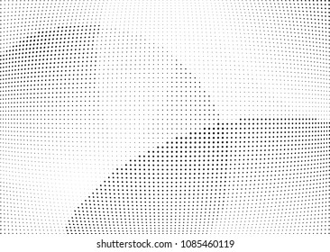 Abstract halftone wave dotted background. Halftone twisted grunge pattern, dot, circle.  Vector modern optical halftone pop art texture for poster, business card, cover, label mock-up, sticker layout
