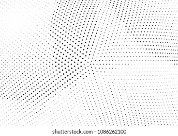 Abstract halftone wave dotted background. Halftone twisted grunge pattern, dot, circle.  Vector modern optical halftone pop art texture for poster, business card, cover, label mock-up, sticker layout