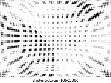 Abstract halftone wave dotted background. Halftone twisted grunge pattern, dot, circle.  Vector modern optical halftone pop art texture for poster, business card, cover, label mock-up, sticker layout