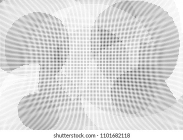 Abstract halftone wave dotted background. Halftone twisted grunge pattern, dot, circle.  Vector modern optical halftone pop art texture for poster, business card, cover, label mock-up, sticker layout