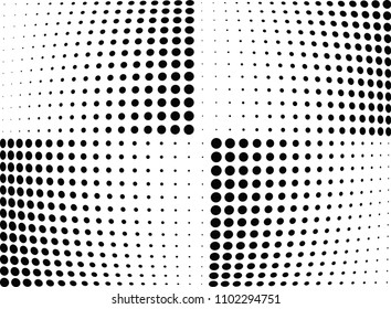 Abstract halftone wave dotted background. Halftone twisted grunge pattern, dot, circle.  Vector modern optical halftone pop art texture for poster, business card, cover, label mock-up, sticker layout