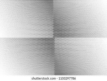 Abstract halftone wave dotted background. Halftone twisted grunge pattern, dot, circle.  Vector modern optical halftone pop art texture for poster, business card, cover, label mock-up, sticker layout
