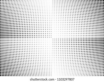 Abstract halftone wave dotted background. Halftone twisted grunge pattern, dot, circle.  Vector modern optical halftone pop art texture for poster, business card, cover, label mock-up, sticker layout