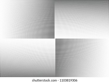 Abstract halftone wave dotted background. Halftone twisted grunge pattern, dot, circle.  Vector modern optical halftone pop art texture for poster, business card, cover, label mock-up, sticker layout