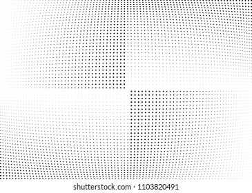 Abstract halftone wave dotted background. Halftone twisted grunge pattern, dot, circle.  Vector modern optical halftone pop art texture for poster, business card, cover, label mock-up, sticker layout