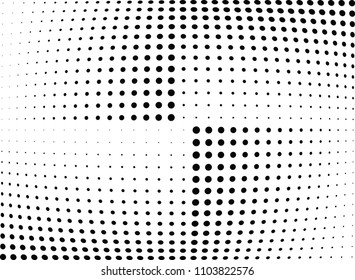 Abstract halftone wave dotted background. Halftone twisted grunge pattern, dot, circle.  Vector modern optical halftone pop art texture for poster, business card, cover, label mock-up, sticker layout