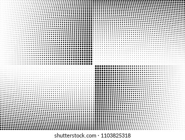 Abstract halftone wave dotted background. Halftone twisted grunge pattern, dot, circle.  Vector modern optical halftone pop art texture for poster, business card, cover, label mock-up, sticker layout