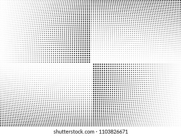 Abstract halftone wave dotted background. Halftone twisted grunge pattern, dot, circle.  Vector modern optical halftone pop art texture for poster, business card, cover, label mock-up, sticker layout