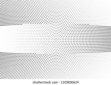 Abstract halftone wave dotted background. Halftone twisted grunge pattern, dot, circle.  Vector modern optical halftone pop art texture for poster, business card, cover, label mock-up, sticker layout