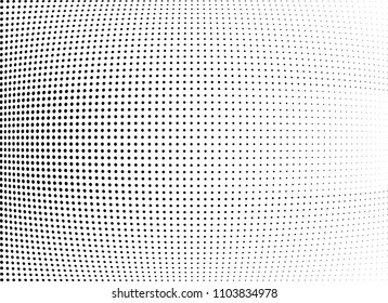 Abstract halftone wave dotted background. Halftone twisted grunge pattern, dot, circle.  Vector modern optical halftone pop art texture for poster, business card, cover, label mock-up, sticker layout