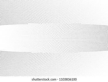 Abstract halftone wave dotted background. Halftone twisted grunge pattern, dot, circle.  Vector modern optical halftone pop art texture for poster, business card, cover, label mock-up, sticker layout