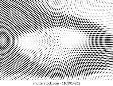 Abstract halftone wave dotted background. Halftone twisted grunge pattern, dot, circle.  Vector modern optical halftone pop art texture for poster, business card, cover, label mock-up, sticker layout