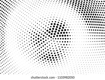 Abstract halftone wave dotted background. Halftone twisted grunge pattern, dot, circle.  Vector modern optical halftone pop art texture for poster, business card, cover, label mock-up, sticker layout