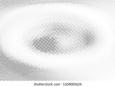 Abstract halftone wave dotted background. Halftone twisted grunge pattern, dot, circle.  Vector modern optical halftone pop art texture for poster, business card, cover, label mock-up, sticker layout