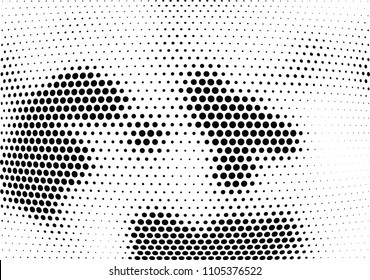 Abstract halftone wave dotted background. Halftone twisted grunge pattern, dot, circle.  Vector modern optical halftone pop art texture for poster, business card, cover, label mock-up, sticker layout