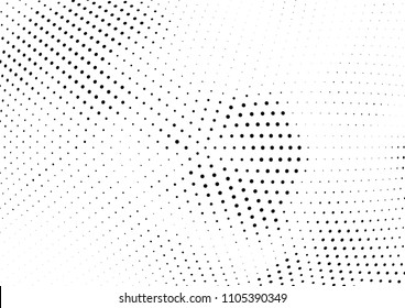Abstract halftone wave dotted background. Halftone twisted grunge pattern, dot, circle.  Vector modern optical halftone pop art texture for poster, business card, cover, label mock-up, sticker layout