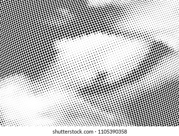 Abstract halftone wave dotted background. Halftone twisted grunge pattern, dot, circle.  Vector modern optical halftone pop art texture for poster, business card, cover, label mock-up, sticker layout