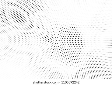Abstract halftone wave dotted background. Halftone twisted grunge pattern, dot, circle.  Vector modern optical halftone pop art texture for poster, business card, cover, label mock-up, sticker layout