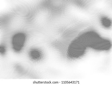 Abstract halftone wave dotted background. Halftone twisted grunge pattern, dot, circle.  Vector modern optical halftone pop art texture for poster, business card, cover, label mock-up, sticker layout