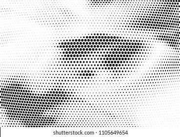 Abstract halftone wave dotted background. Halftone twisted grunge pattern, dot, circle.  Vector modern optical halftone pop art texture for poster, business card, cover, label mock-up, sticker layout