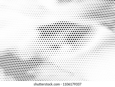 Abstract halftone wave dotted background. Halftone twisted grunge pattern, dot, circle.  Vector modern optical halftone pop art texture for poster, business card, cover, label mock-up, sticker layout