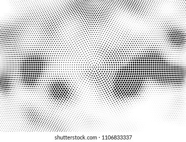 Abstract halftone wave dotted background. Halftone twisted grunge pattern, dot, circle.  Vector modern optical halftone pop art texture for poster, business card, cover, label mock-up, sticker layout